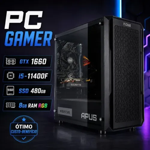 PC Gamer i5 11ª geração + GTX 1660 | SSD 480GB | Gabinete Pichau