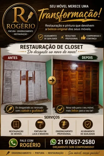 Restauração de Móveis em Madeira | Envernizamento | Pintura de Closets e Armários
