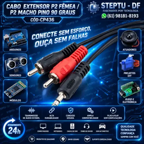 Cabo P2 Estéreo X 2 Rca 1,8 Metros Arduino Automação Robotica COD-CP436