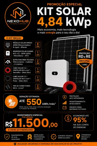 Kit solar de 550kwh/mês completo.