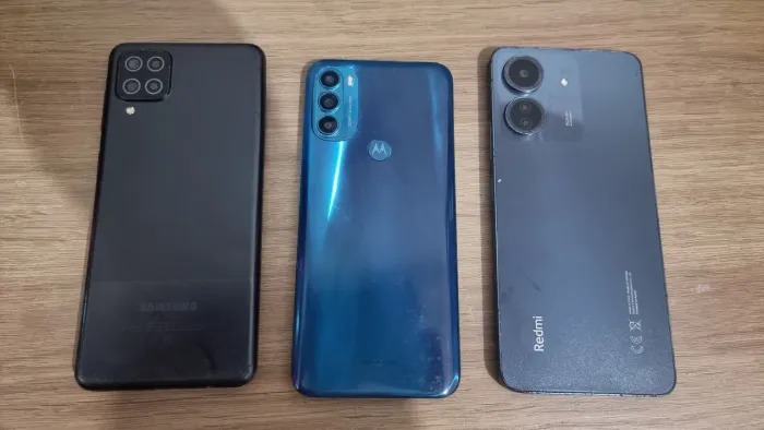 3 Celulares Funcionando | A12, Moto G71 5G e Redmi 13C | Apenas Tela Quebrada