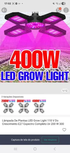 Lâmpada Grow LED 400W para Plantas - E27