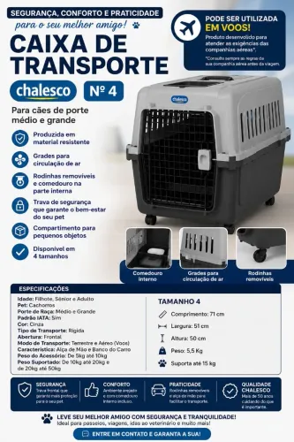 Caixa de Transporte Chalesco Nº 4 - Aprovada no Padrão IATA | Ideal para Viagens e Voos