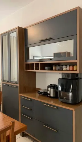 Cozinha Completa Modulada 100% MDF 5 Peças 11 Portas 4 Gavetas e Vidro