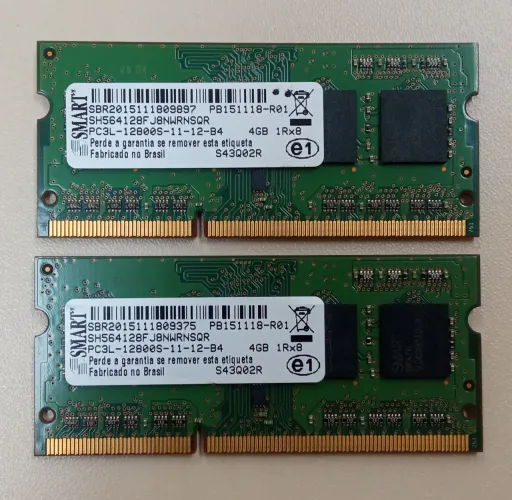 Kit 2 Memórias RAM SMART 4GB DDR3L 1600MHz Notebook - 8GB