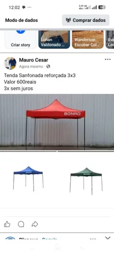 Tenda Sanfonada 3x3 reforçada 