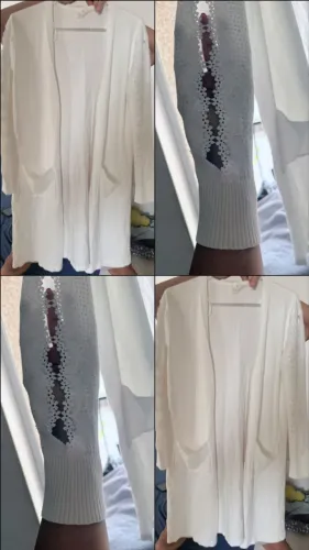 Vendo Cardigan Branco com bordado nas mangas