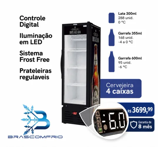 Cervejeira Semi Nova Fricon 284L controlador digital -2 -4 -6 +2.Garantia de 8 mês