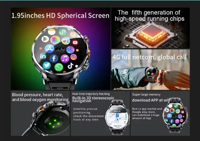 Smartwatch Vwar 4G LTE (Android 13 / Câmera Dupla) - Tela AMOLED