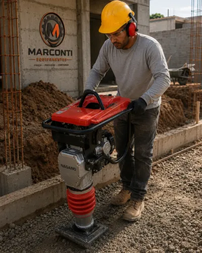 Compactador de Solo Tipo Sapo a Gasolina 7 HP Motor de 4 Tempos - Nagano
