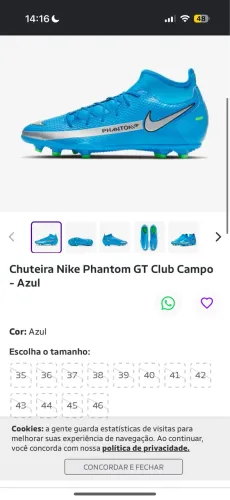 Chuteira Nike Phantom GT Club Campo - Azul