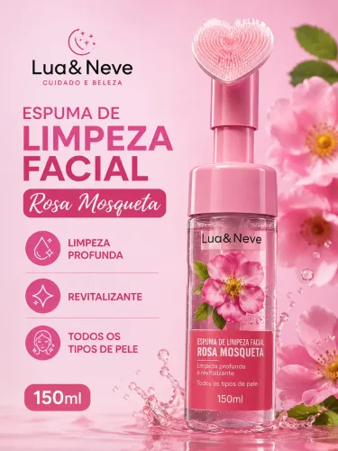 Espuma de Limpeza Facial Lua&Neve Rosa Mosqueta 150ml - Limpeza Profunda, Revitalizante