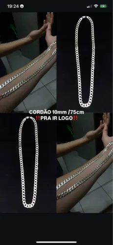 Cordão De Prata 10mm/70 cm 800$$
