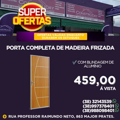 Portas Completas de Madeira Frizada