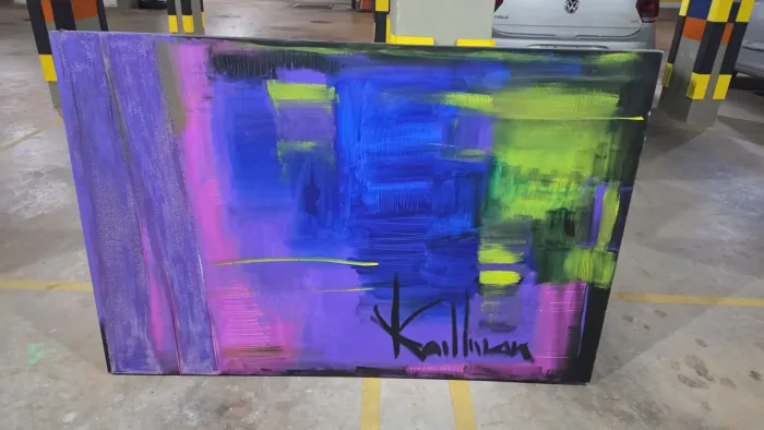 Quadro Abstrato Grande Pintado à Mão - Obra Única e Moderna