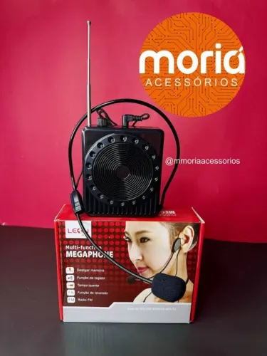 Megafone Rádio Amplificador Voz USB Microfone Pendrive Rádio Fm/Am para Professor Aulas MC