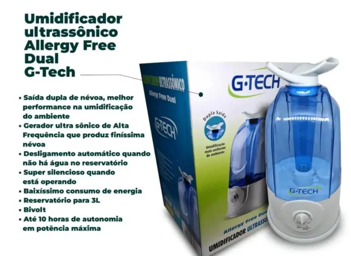 Umidificador ultrassônico Allergy Free Dual G-Tech