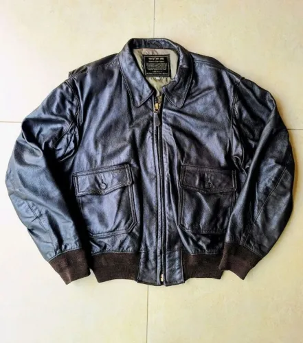 jaqueta de couro aviador americana (made in usa), modelo g1 clássica, tamanho g/gg. qualid