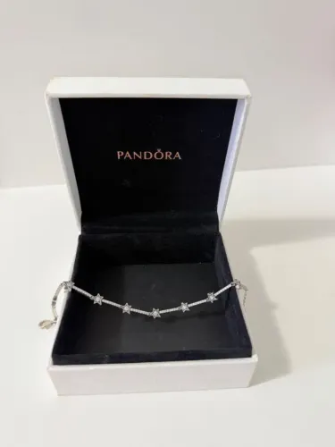 PANDORA ORIGINAL - Bracelete prata estrela cadente 16cm