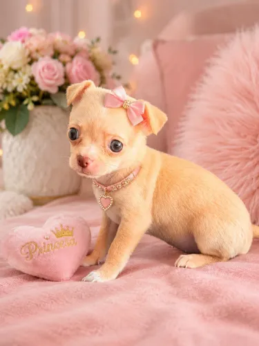 filhote fêmea de chihuahua de pelo curto