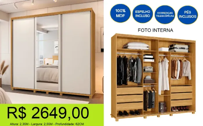 Guarda roupa com porta de correr