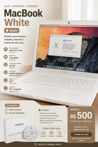 MacBook White 13? 2009 Core 2 Duo 160GB + Caixa Original