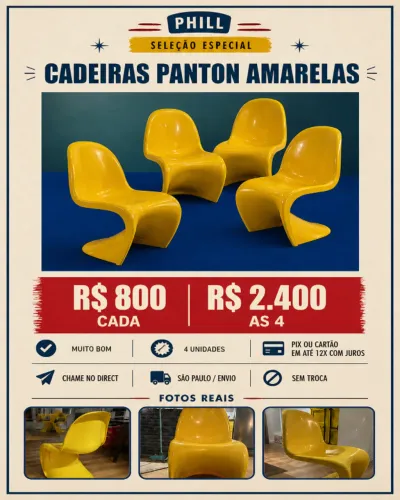 4 CADEIRAS PANTON AMARELAS