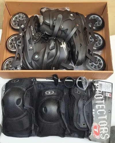 Patins Traxart Volt+3 (3WD) Preto + Kit de Proteção Completo Traxart - Usado Só 1 Vez!