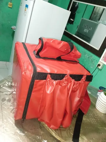 Bag Motoboy Entregador Pizza Em Lona vermelha Resistente impermeável