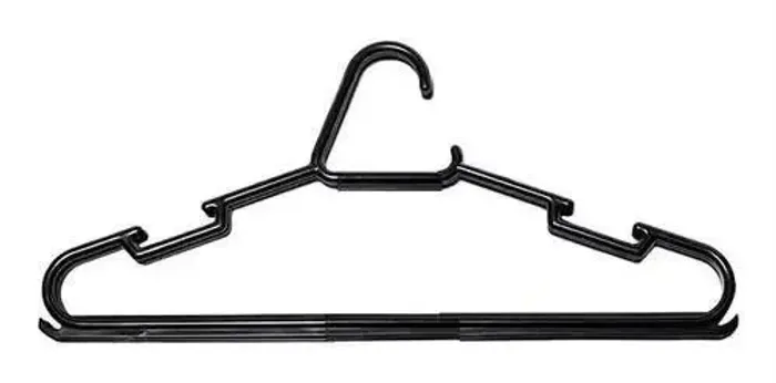 Kit com 20 Cabides em Plástico Reforçado Preto para Organização de Roupas