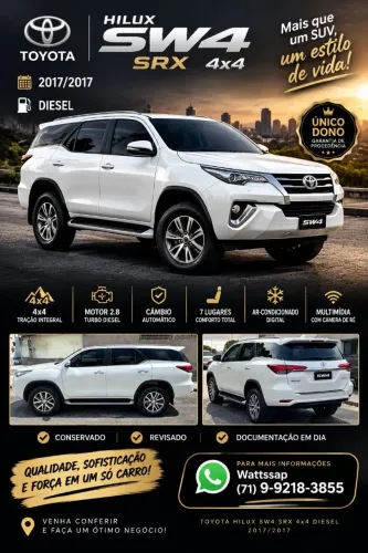 Toyota Hilux SW4 SRX 4X4 2.8 TDI 16V Dies. Aut. 2017
