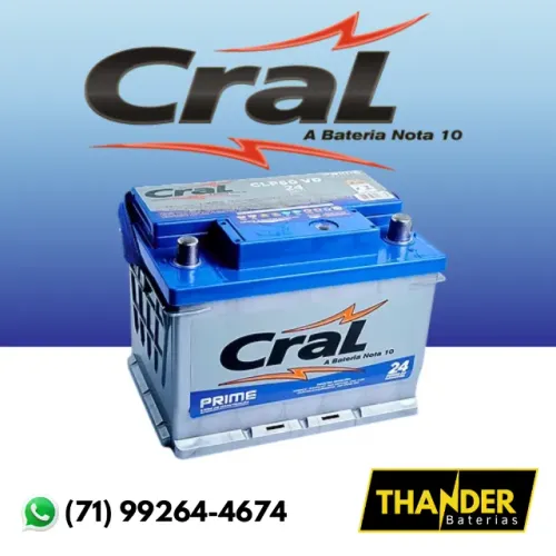 Bateria Para Carro 60Ah Cral Prime - 24 Meses de garantia - Corsa/Meriva/Gol