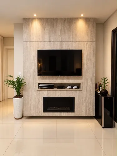 Painel para TV com Lareira Ecológica Embutida