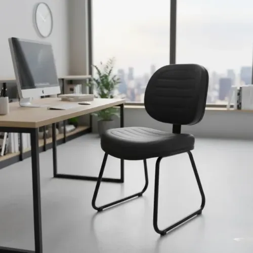 Cadeira Executiva Costurada Base Trapézio Preta Escritório Ergonômica Conforto Total 31031
