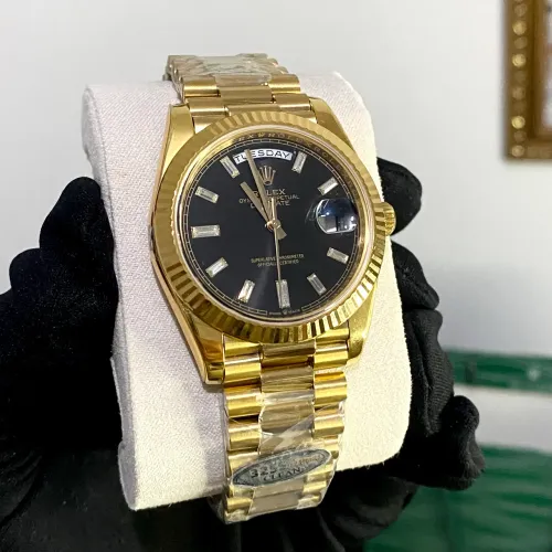 Relógio automático dourado daydate clean factory 3255