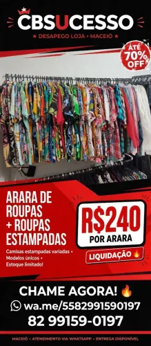 Arara de Roupas + Roupas Estampadas - R$240 Por Arara - Maceió - Liquidação