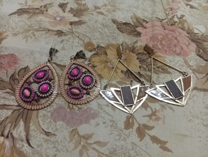 Lote 2 Pares de Brincos Grandes: Estilo Boho Chic e Geométrico Moderno