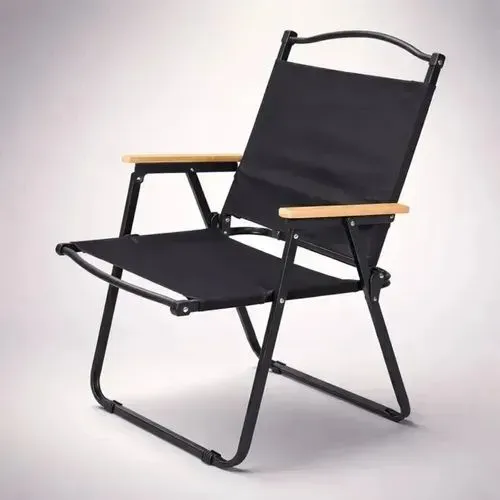 Cadeira de praia Camping aço dobrável leve preta 150kg