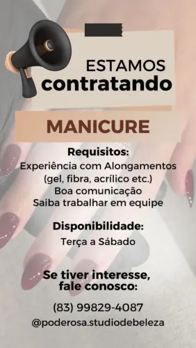 vaga aberta de manicure e nail design