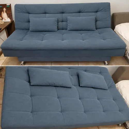 Sofá cama azul acizentado