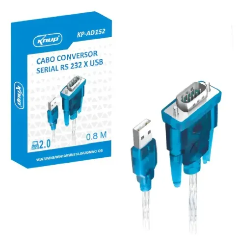 Cabo Conversor Serial Rs232 Para Usb 2.0 Knup Kp-ad152 Loja COimbra Computadores Entrega