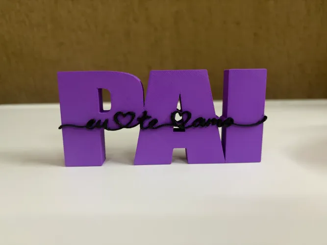 Letreiro Pai Eu Te Amo em Roxo e Preto Enfeite Decoração