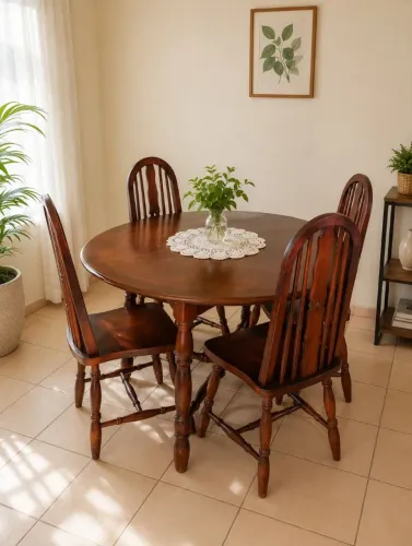 Mesa Madeira Maciça 4 Cadeiras