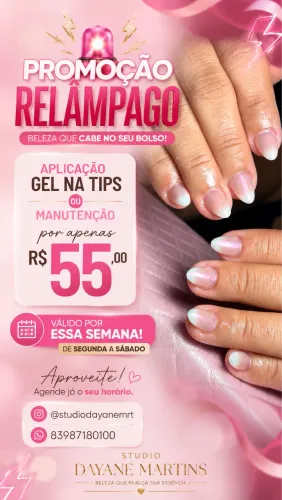 Promoção aplicação gel na tips