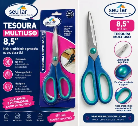 Tesoura Multiuso 8,5 Polegadas Seu Lar Aço Inox Nova a pronta entrega