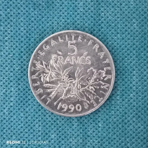 Moeda francesa 5 francos 1990