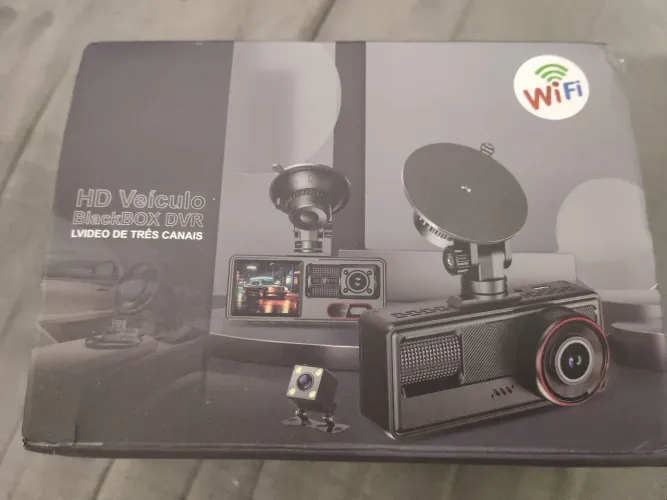 Câmera Veicular Dashcam 3 Canais (Frente, Interna e Ré) com Wi-Fi 4K - Nova