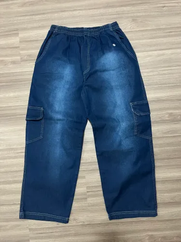 Calça Jeans Azul Cargo