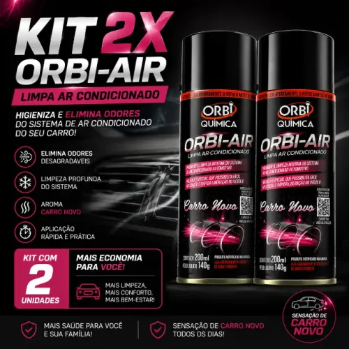 Limpa Ar Condicionado Automotivo ORBI-AIR Carro Novo