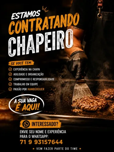 VAGA CHAPEIRO HAMBURGUERIA